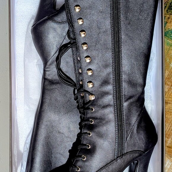 Pleaser USA Women’s Size 7 Platform Knee-High Lace-Up Boots - Picture 1 of 5